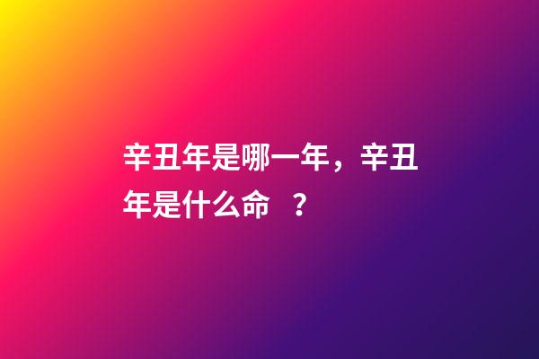 辛丑年是哪一年，辛丑年是什么命？